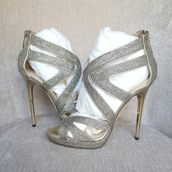NIB Jimmy Choo Bronze Lame Collar Pumps - Picture 1 of 8